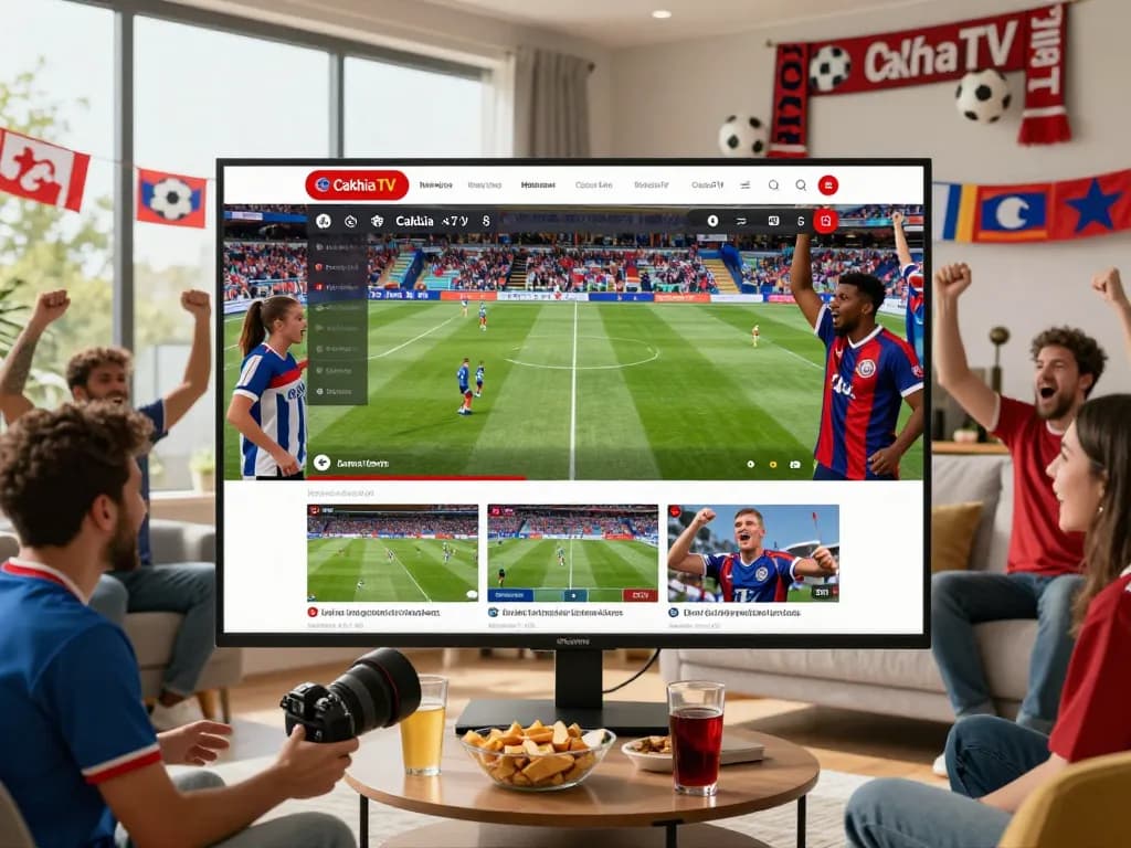 Engaging live soccer streaming experience at https://cakhiatv.uk.com with fans cheering in a vibrant atmosphere.