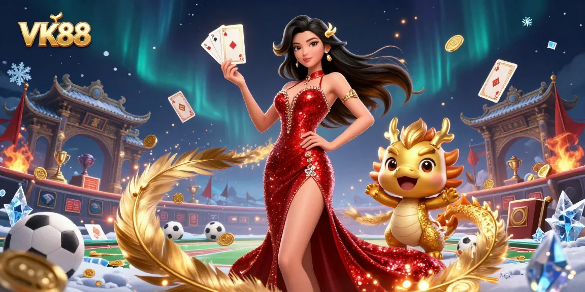 Experience exhilarating sports betting with VK88's captivating 3D illustration, showcasing thrilling casino elements.