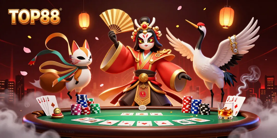 Engage in thrilling gameplay with TOP88 showcasing a stunning 3D digital casino scene.