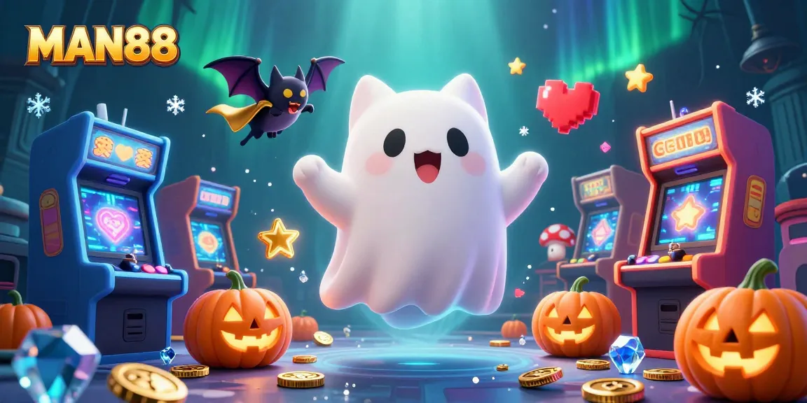 Experience thrilling casino action with MAN88's captivating ghost cat characters and gambling elements.
