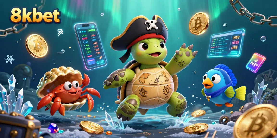 Experience thrilling gaming at 8kbet, featuring vibrant characters amidst dazzling underwater treasure.