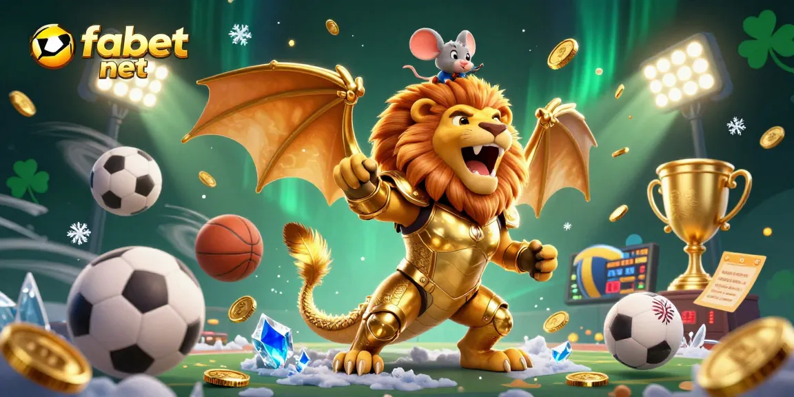 Join the excitement with fabet net, showcasing vibrant sports elements in a dynamic 3D casino scene.
