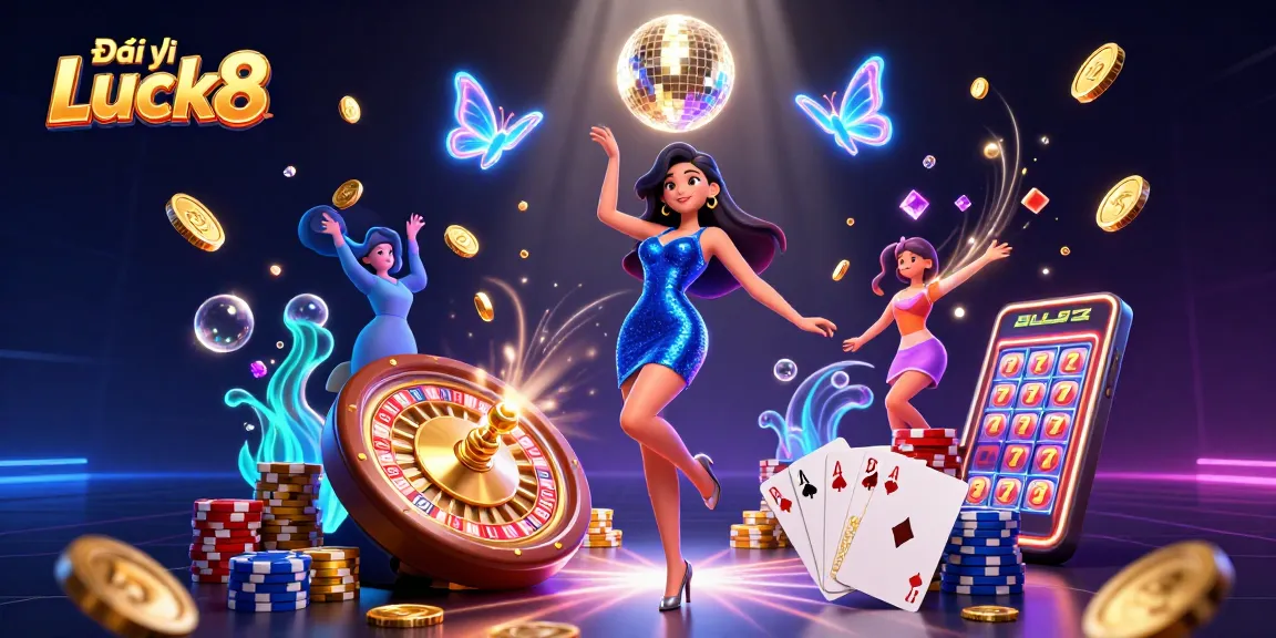 Experience the excitement at Đại lý Luck8 with vibrant casino elements and dynamic visuals of gaming fun.