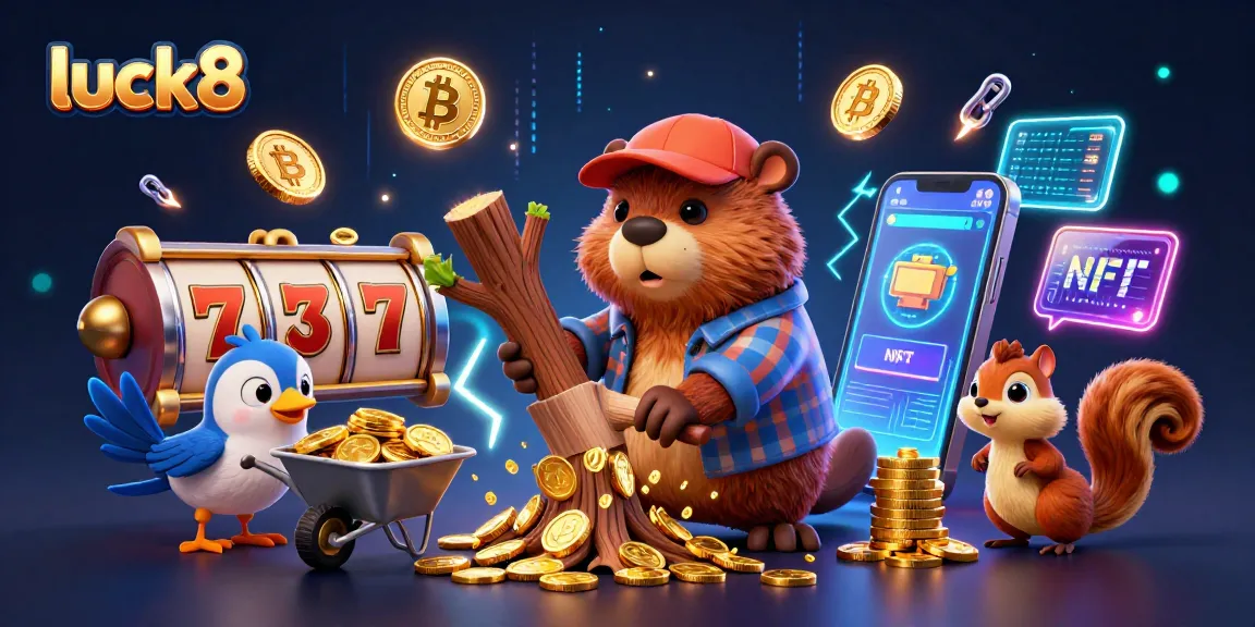 Collect coins and jackpots with luck8's engaging 3D casino experience featuring vibrant characters.