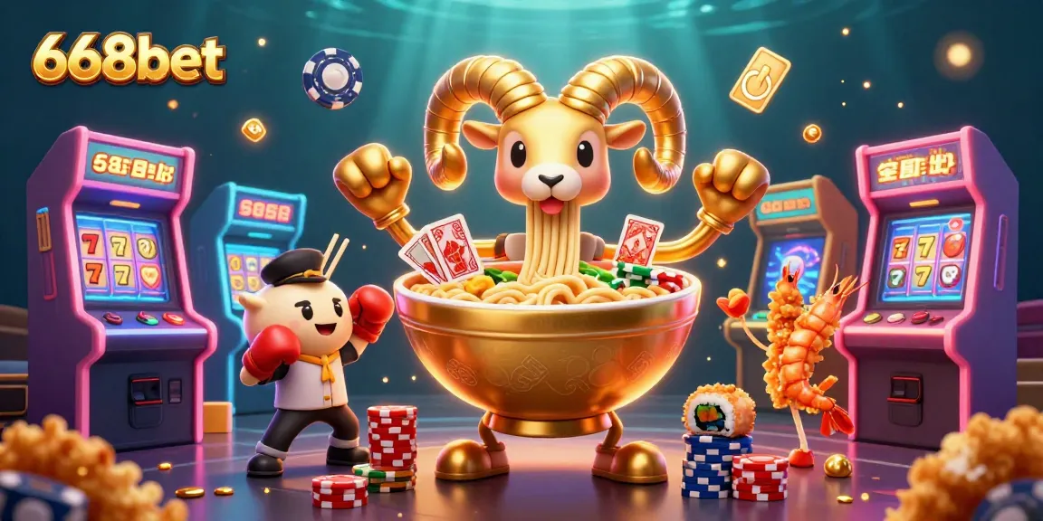 Spin and win with 668bet's vibrant 3D casino scene featuring unique characters and games.