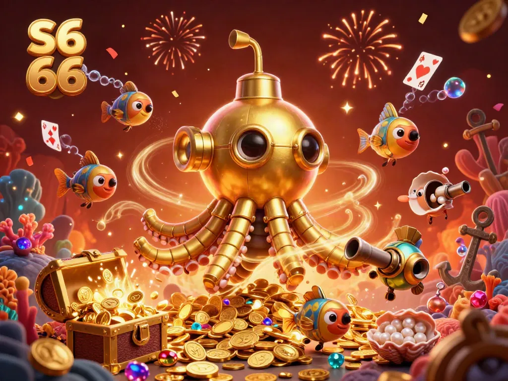 Engage with the electrifying world of s6 66 as a golden kraken sub emerges amidst vibrant casino elements.