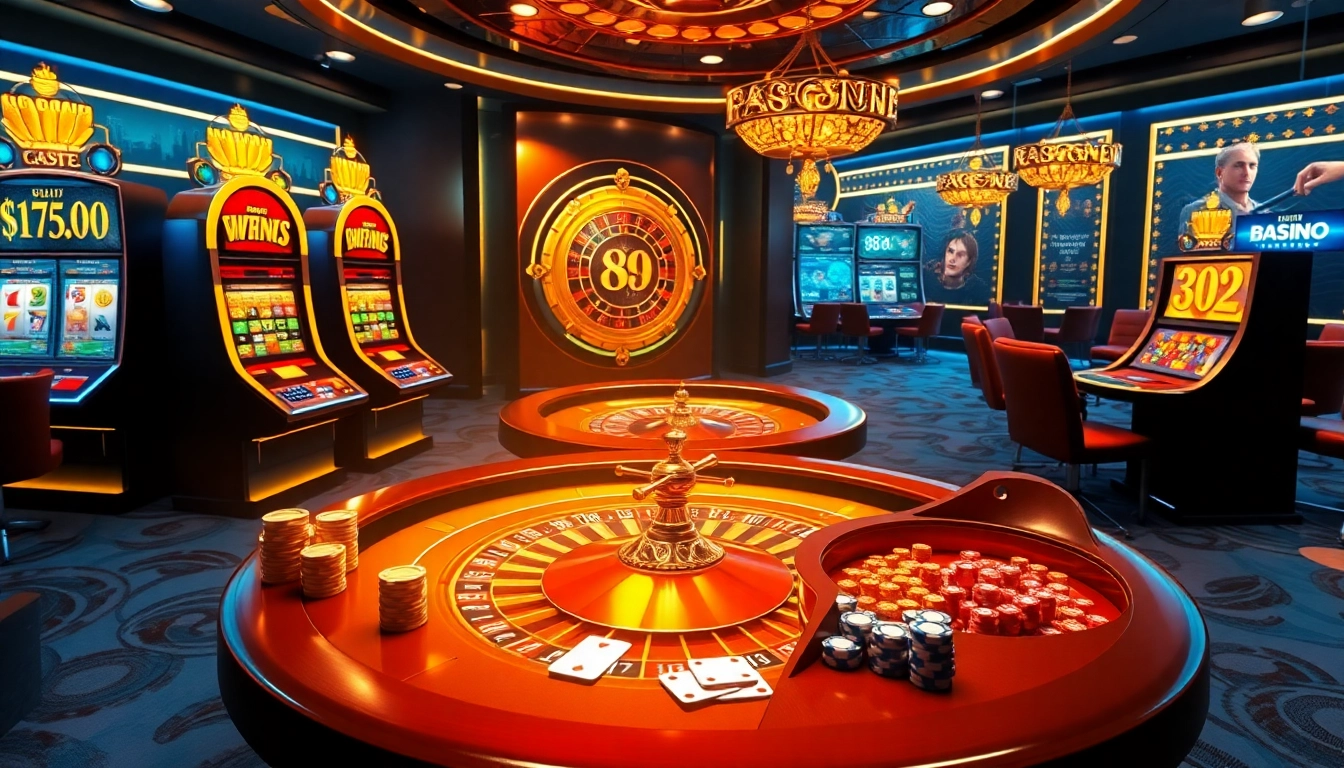 Cena envolvente do cassino online 89e, apresentando caça-níqueis empolgantes e jogos de pôquer com visuais elegantes.