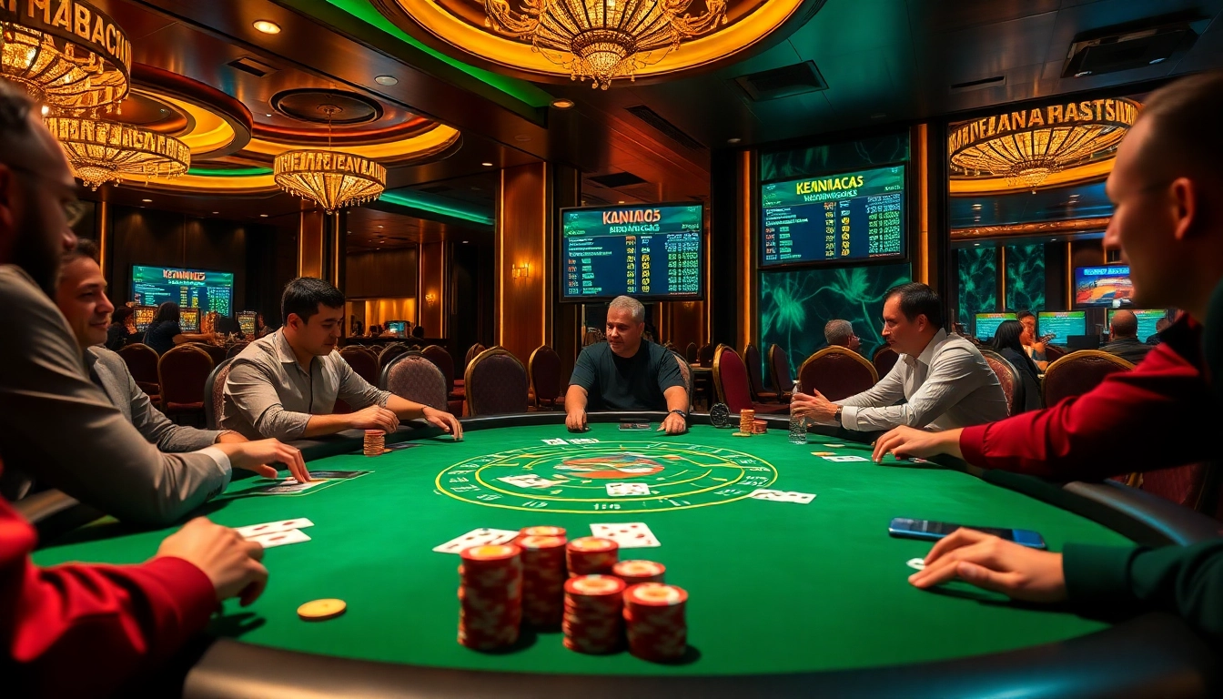 Keonhacai5 players enjoying an exciting card game at a luxurious casino table.