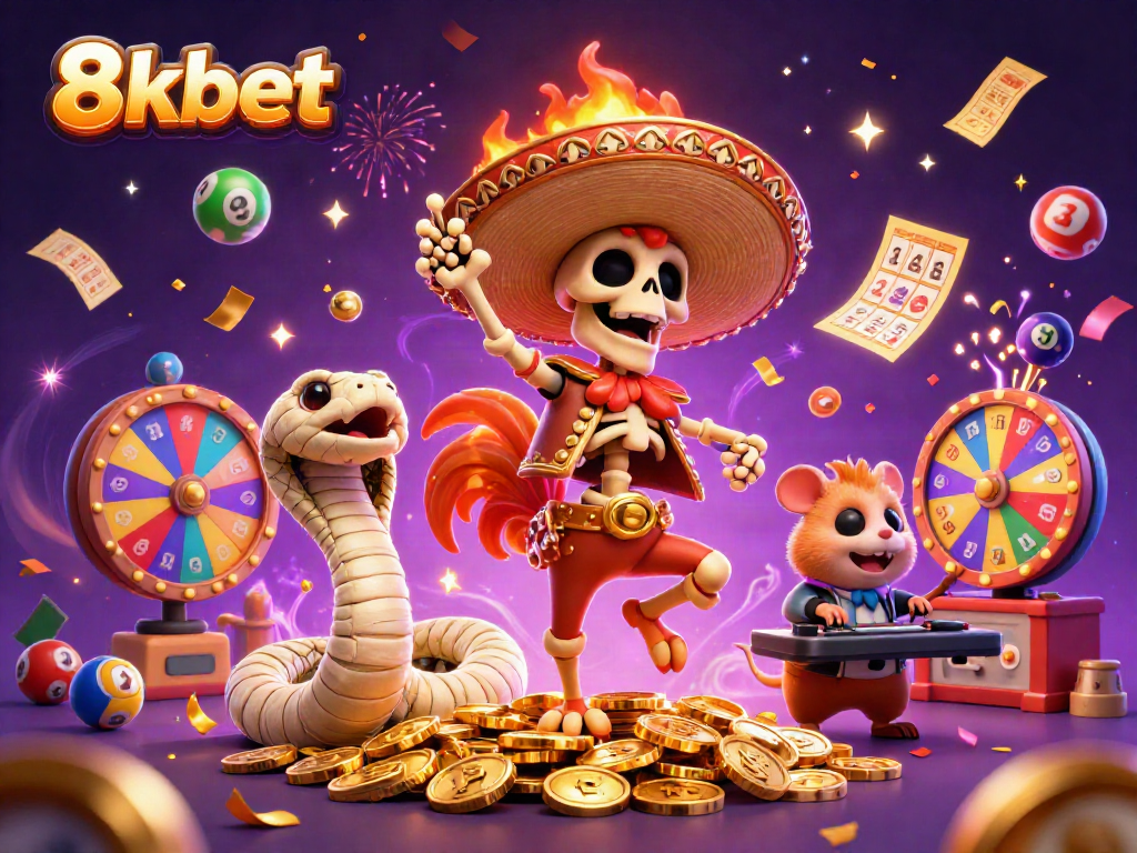Celebrate with 8xbet's vibrant scene featuring skeleton mariachi and festive gameplay!