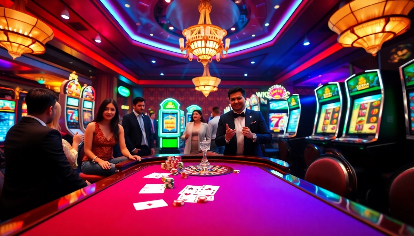 Experience the excitement of 777vip at a luxurious casino with vibrant tables and thrilling games.