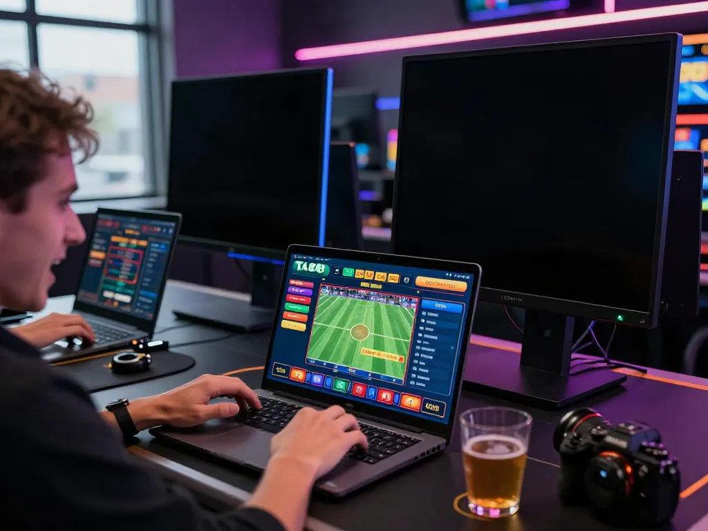 Engaging in online gambling on TA88 platform showcasing excitement and vibrant graphics.