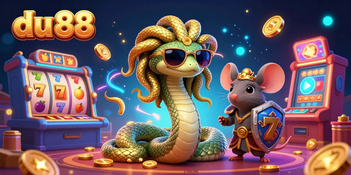 Experience exciting du 88 gaming action with Medusa and a warrior mouse in a vibrant casino scene.
