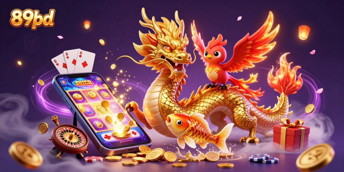 Experience vibrant gameplay with 89bd featuring a golden dragon, phoenix, and koi fish.