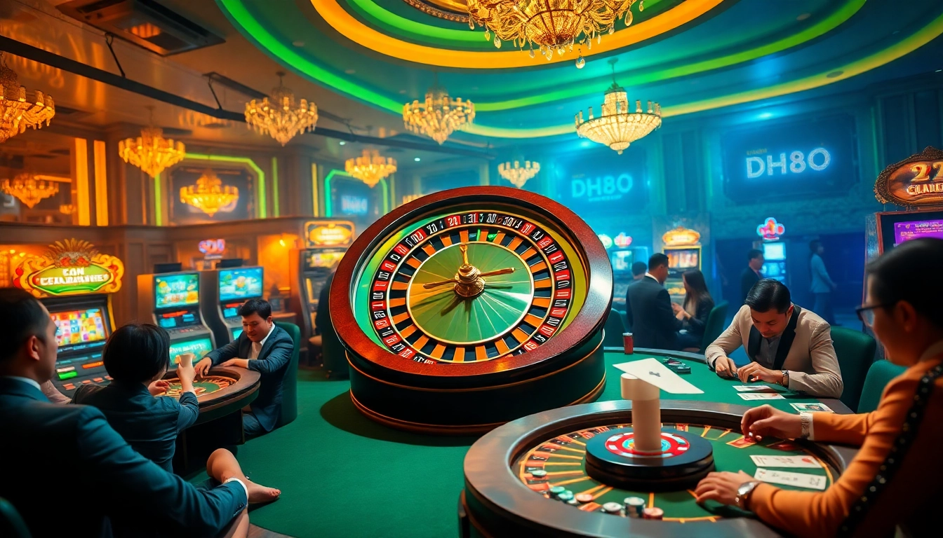 Experience the thrill at DH88 Casino with vibrant poker tables and roulette excitement.