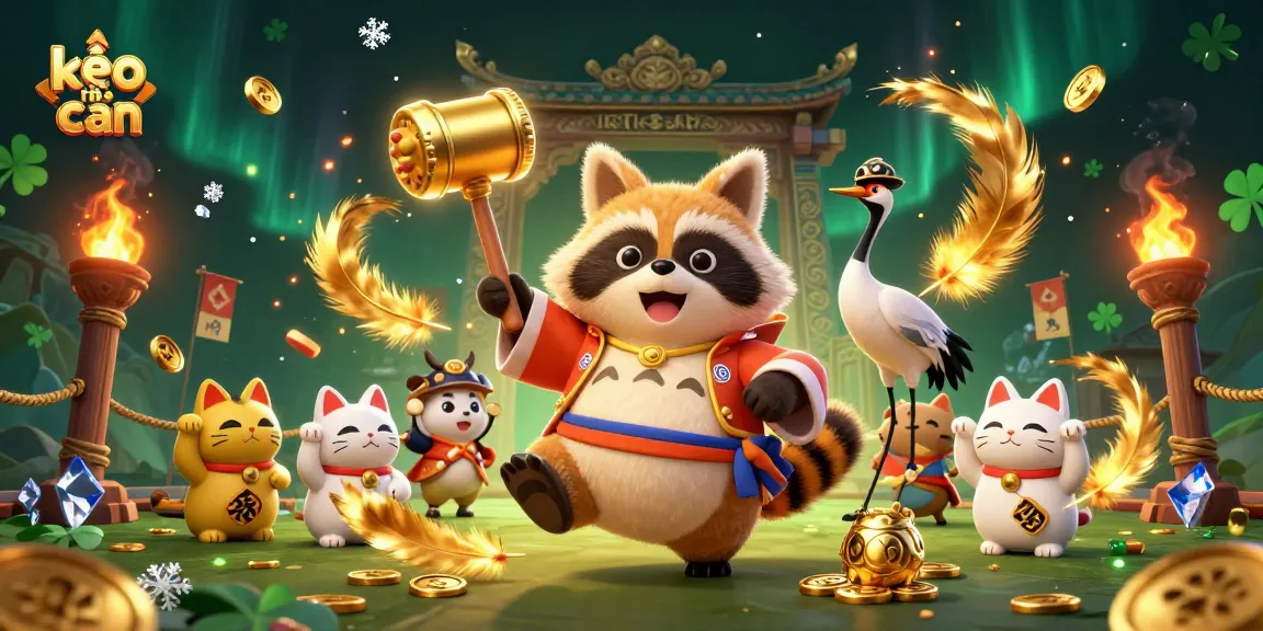 Experience winning options with kèo nhà cái in a vibrant casino-themed 3D illustration featuring lucky elements.