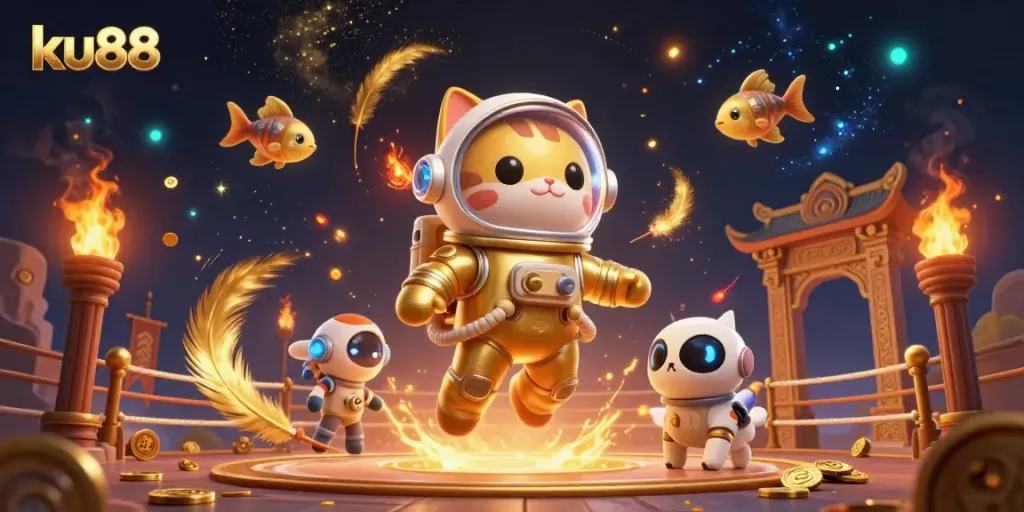 Engage with ku88's exciting online gaming universe featuring vibrant characters in a rich casino atmosphere.