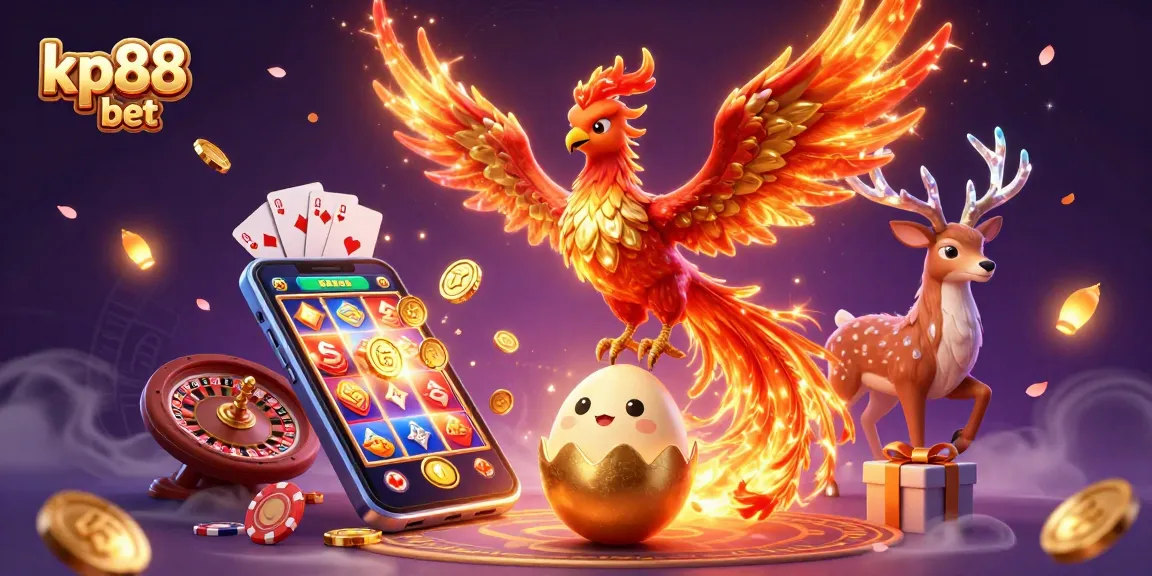 Experience the thrill of kp88 bet with vibrant elements and characters in a captivating 3D casino scene.
