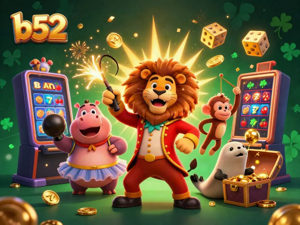 Experience thrilling jackpots at B52 casino with vibrant circus elements and rich 3D graphics.