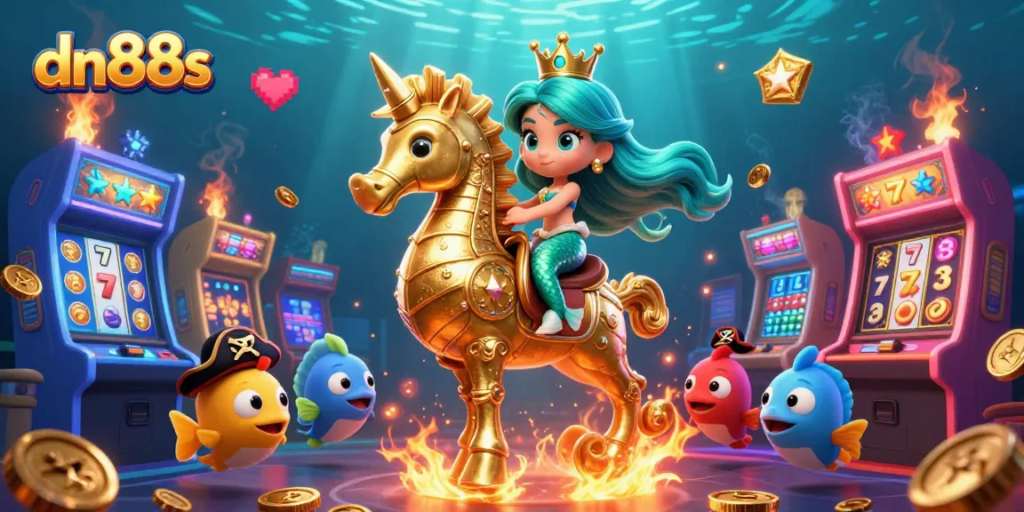 Experience the thrill of dn88s with vibrant casino elements featuring a mermaid princess in a dynamic gaming scene.