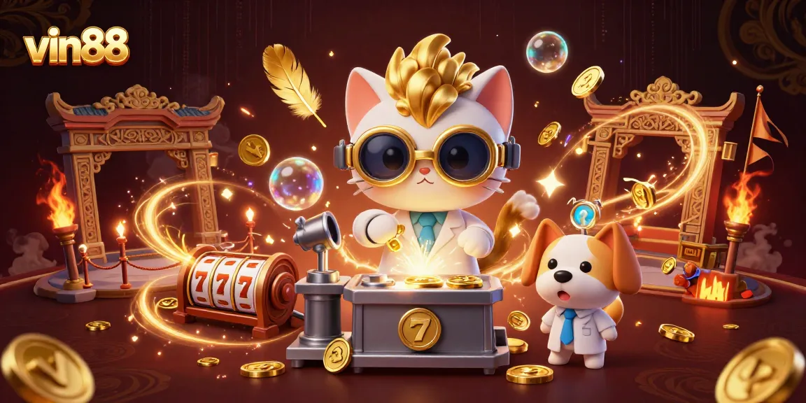 Players spin the slots at vin88 while gold coins and excitement fill the air.