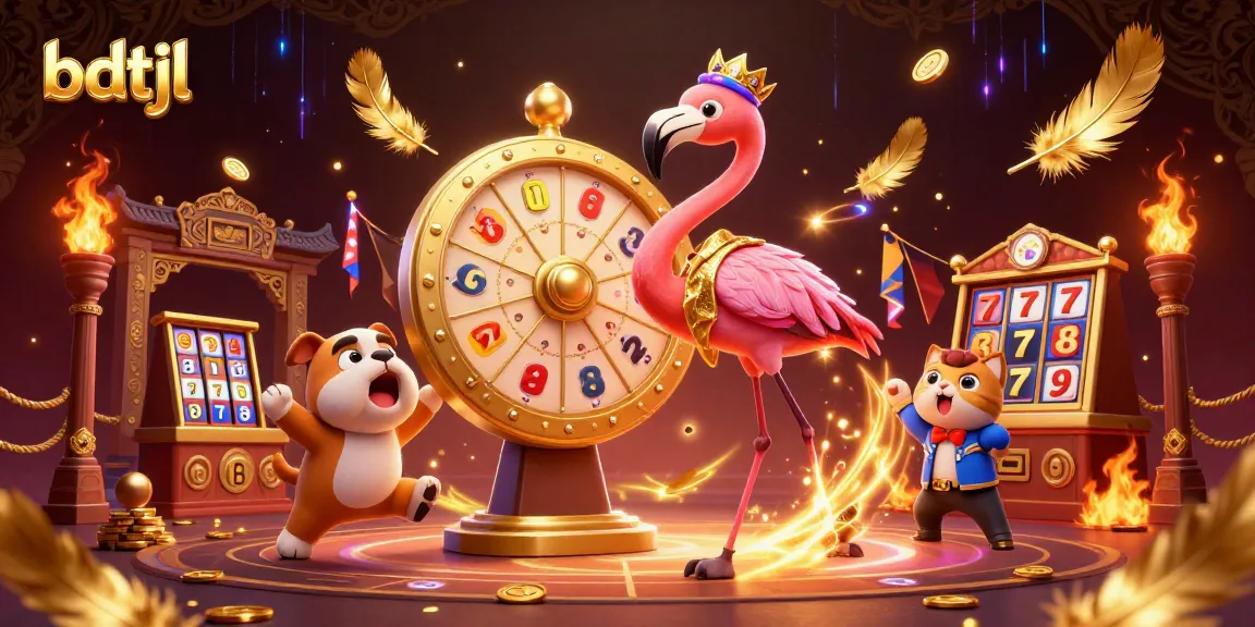 Engage in thrilling gameplay with bdtjl featuring a flamingo host and bulldog contestant.