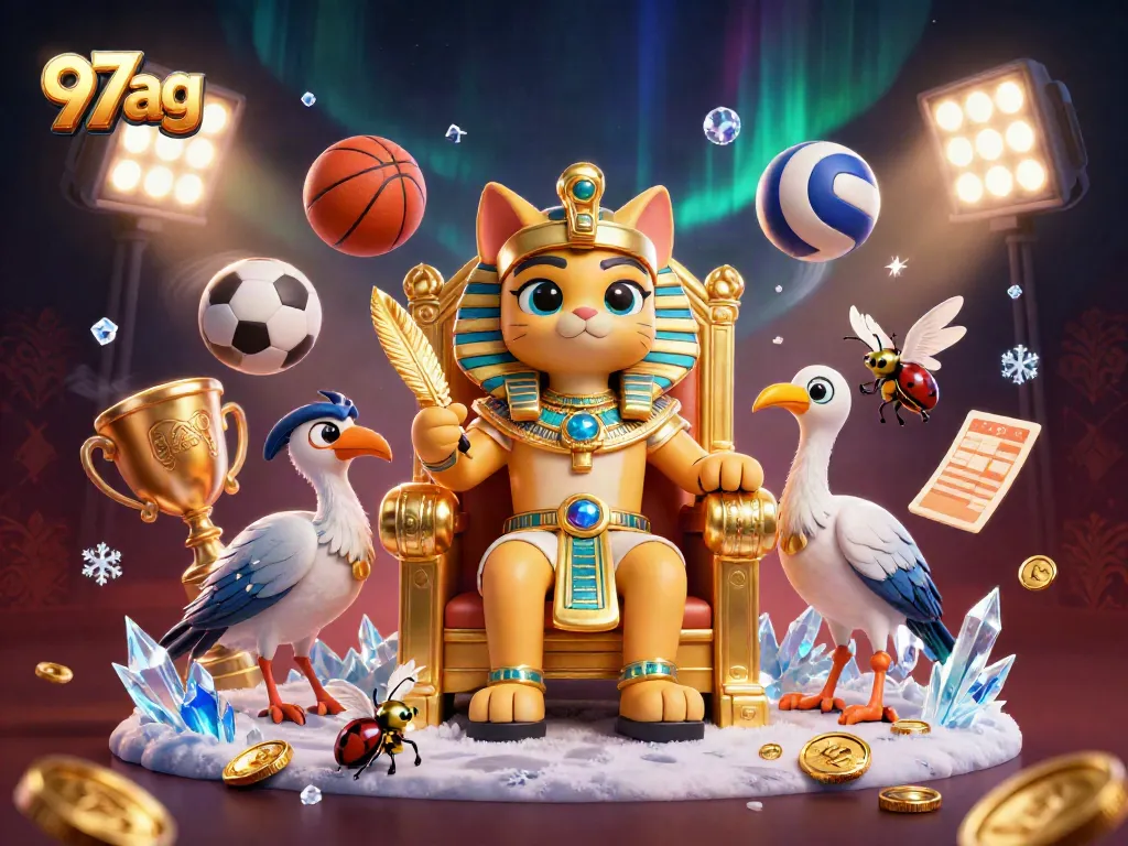 Experience the excitement of winning with 97ag's dynamic casino illustrations featuring cartoon Egyptian characters.