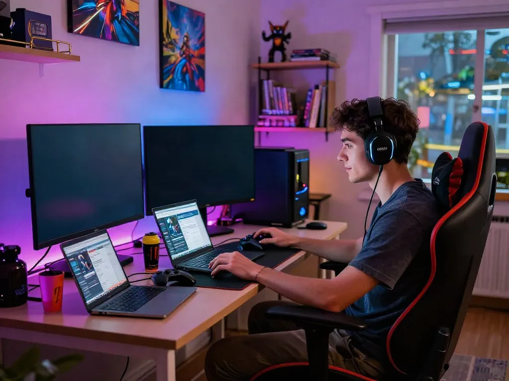 du88 gaming experience with a focused player enjoying online games at home