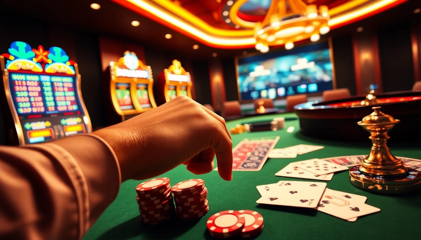 Engaging NK88 online casino scene with vibrant slot machines and dramatic lighting.