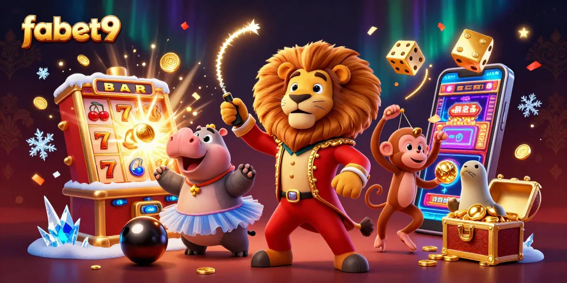 Experience thrilling jackpots with fabet9 in a vibrant, dynamic casino themed scene.