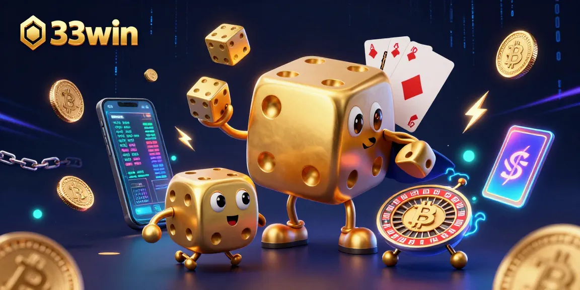 Experience the thrill of 33win with vibrant 3D casino characters and crypto elements!