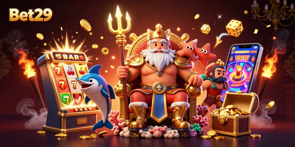Bet29 ignites excitement with a jackpot explosion in a vibrant 3D casino scene.