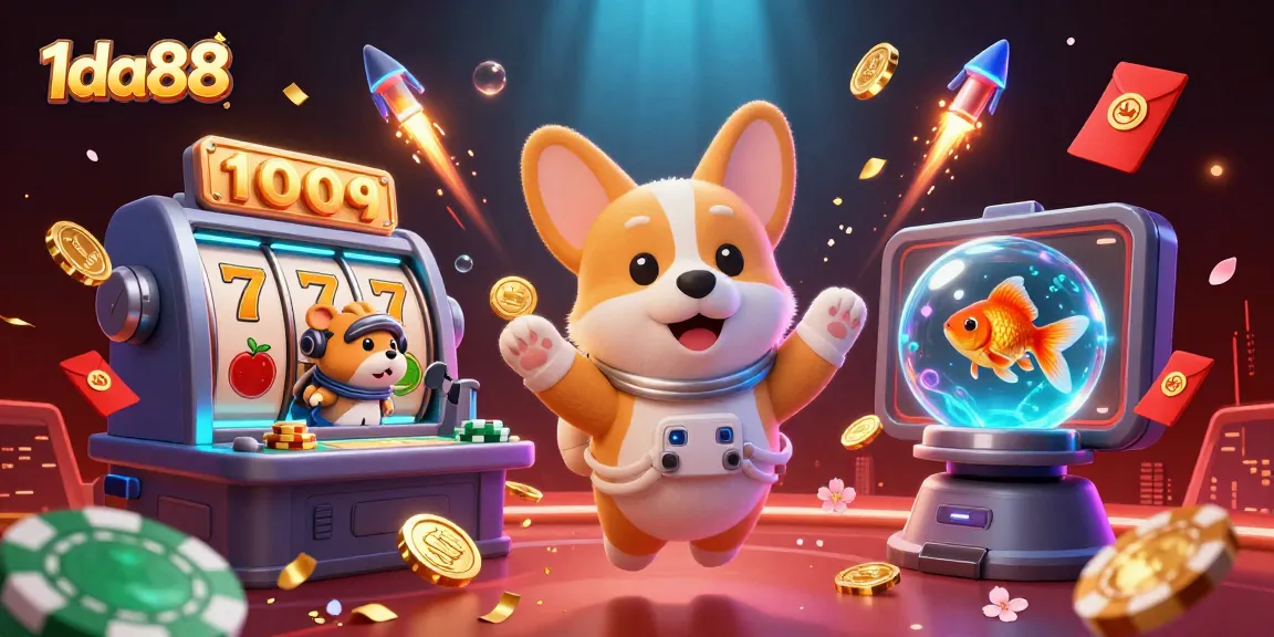 Engage with above-and-beyond gaming experiences at 1da88, featuring animated slot reels and a cosmic setting.