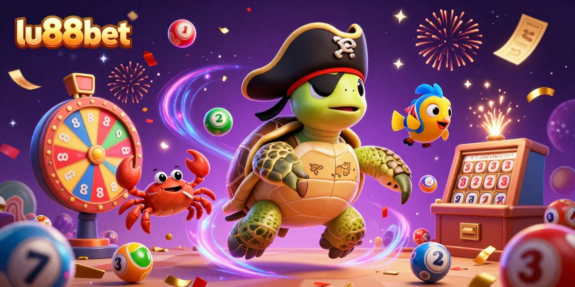 Experience the thrill of gambling at lu88bet with colorful lottery balls and a dynamic celebration scene.
