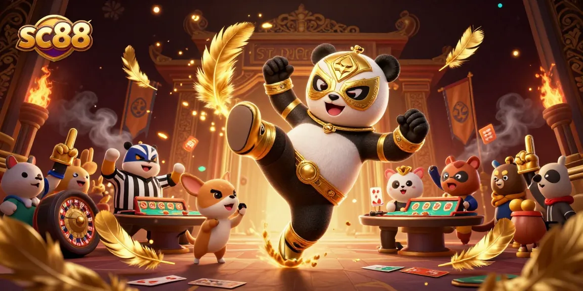Experience thrilling wins with sc88 at this lively digital casino scene featuring animated characters!