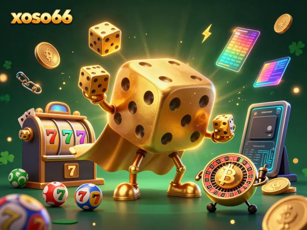 Engage with xoso66's exciting games through dynamic illustrations of vibrant casino elements.