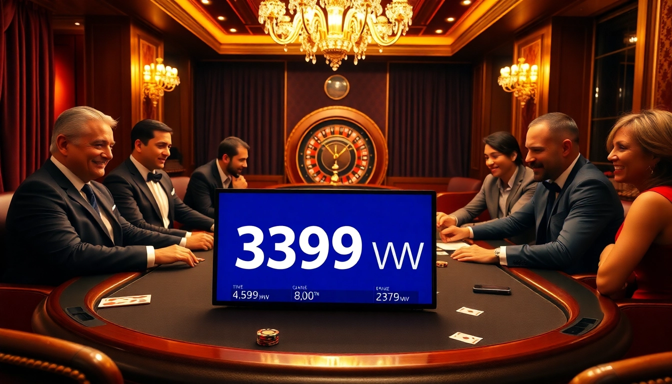 High-stakes poker action at a luxury casino table, showcasing the branding of 399w.
