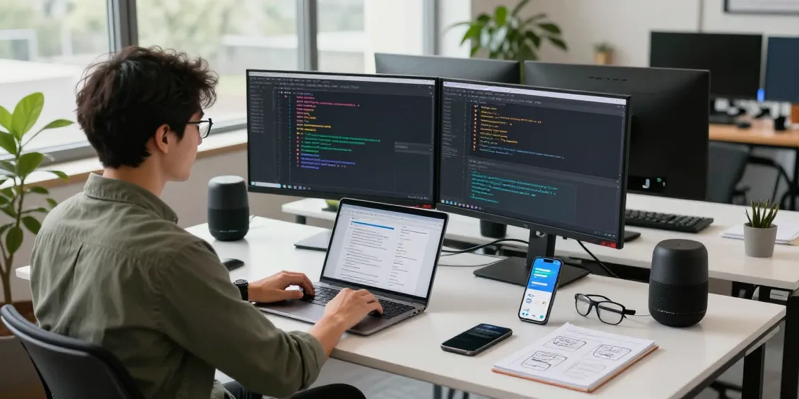 Seamless Telegram download process visual at a modern workspace with software development tools.