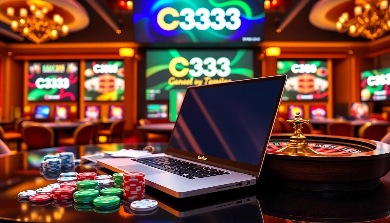 Experimente a emoção dos jogos online no C333 com mesas de cassino vibrantes e fichas coloridas.