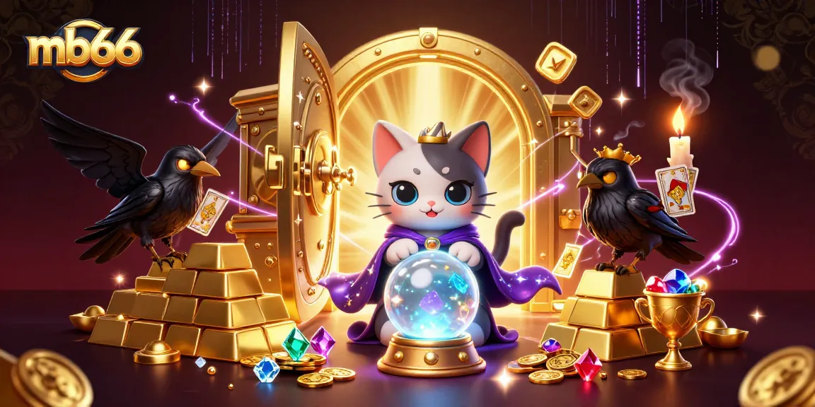 Engage with mb66's vibrant casino world through this 3D illustration featuring enchanting characters and dynamic treasures.