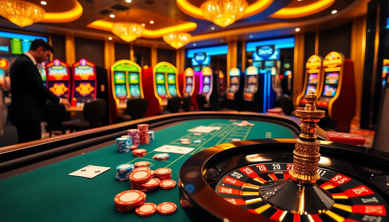 Experience the thrill of gaming at win88 with luxurious casino tables and vibrant action.