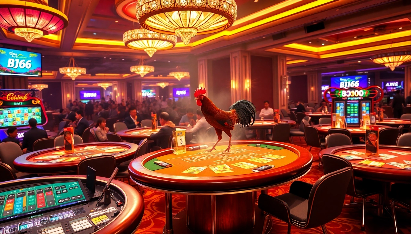 Experience the thrilling bj66 đá gà action in an elegant casino setting with lively betting.