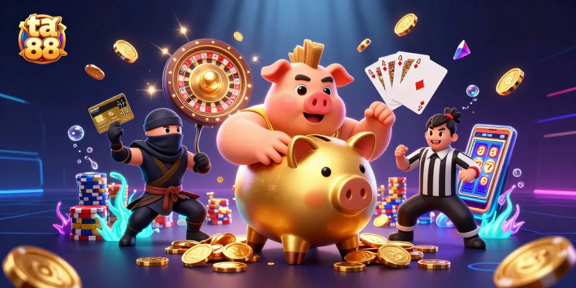 Experience ta 88's vibrant casino action with golden coins and characters in a dynamic scene.