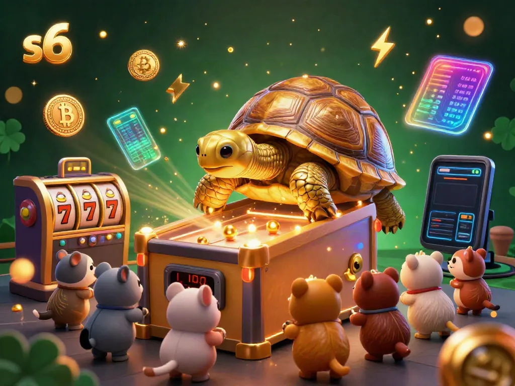 Experience the lively casino atmosphere with s6 66's captivating illustration showcasing a golden tortoise pinball machine and exciting gameplay elements.