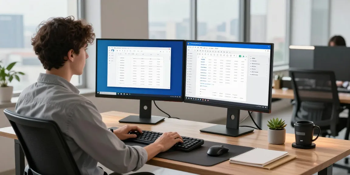 Download WPS Office on a modern workspace with dual monitors and ergonomic setup.