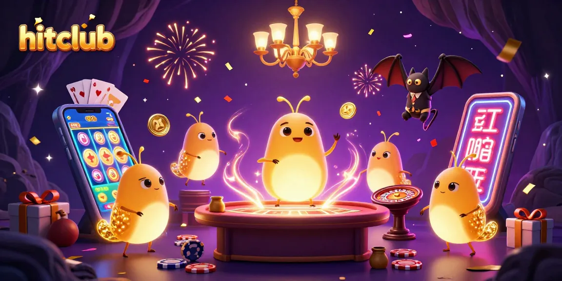 Experience the excitement of hitclub with glowing glowworms lighting a vibrant casino scene.