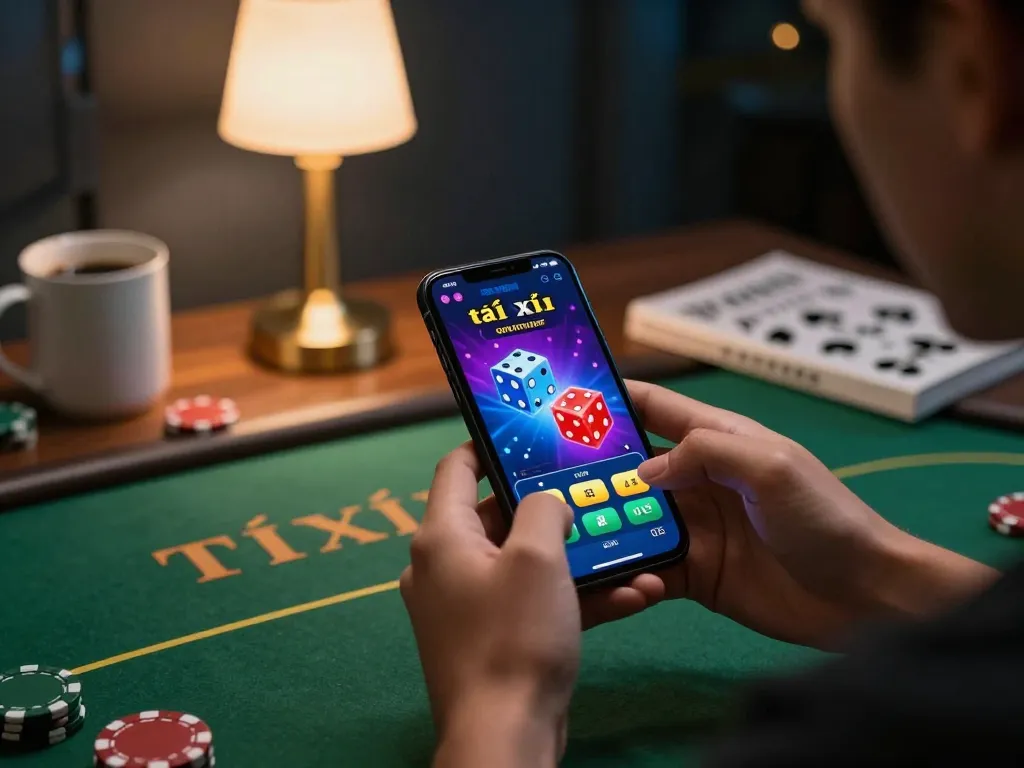 Engaging in tài xỉu online via smartphone showcasing colorful game interface and strategic gameplay.