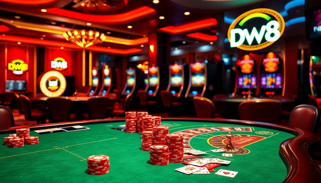 Experience the thrill of DW8 with vibrant casino tables and exciting gaming action.