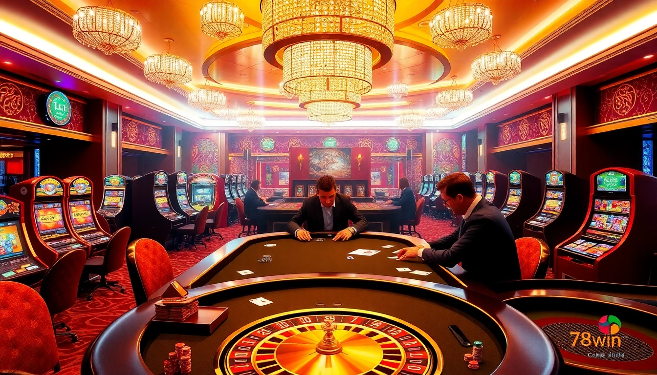 Experience the thrill of casino gaming at 78win with lively poker sessions and vibrant slot machines.