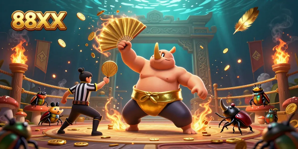 Experience thrilling gameplay at 88XX with a dynamic scene featuring unique characters and casino elements.