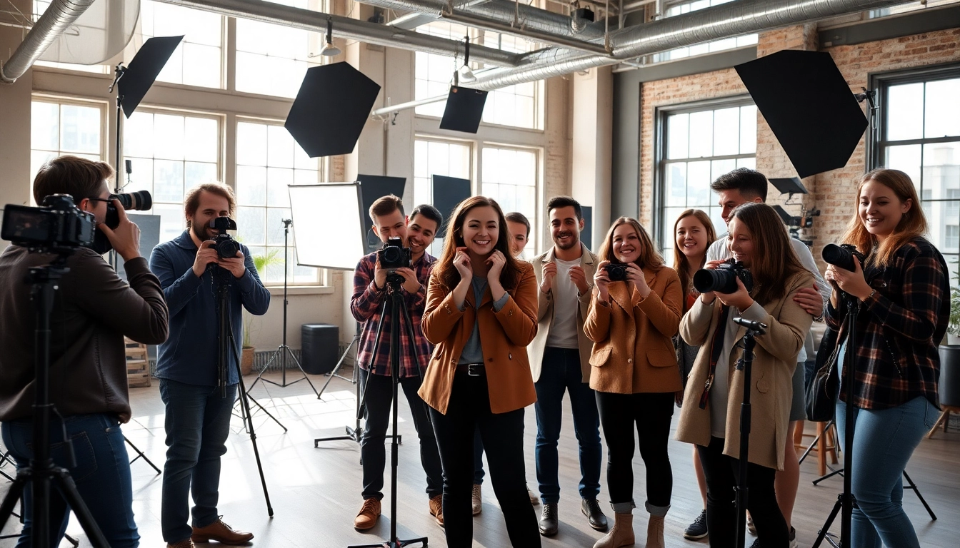 Showcasing a photography company edmonton capturing joyful moments in an urban studio.